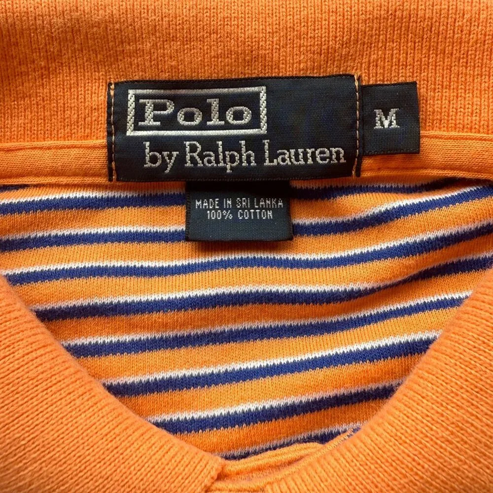 Polo Ralph Lauren Mens Striped Short Sleeve Orange/Blue Polo Shirt Size M